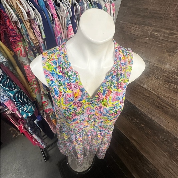 Stella Parker Pink Yellow Floral Tiered V-Neck Sundress - Picture 3 of 8